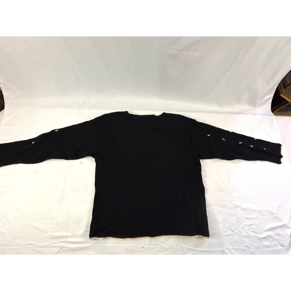 Tiara International Black Red Beaded Embroidery Knit Sweater‎ Cardigan NWT 1990s - Picture 7 of 14